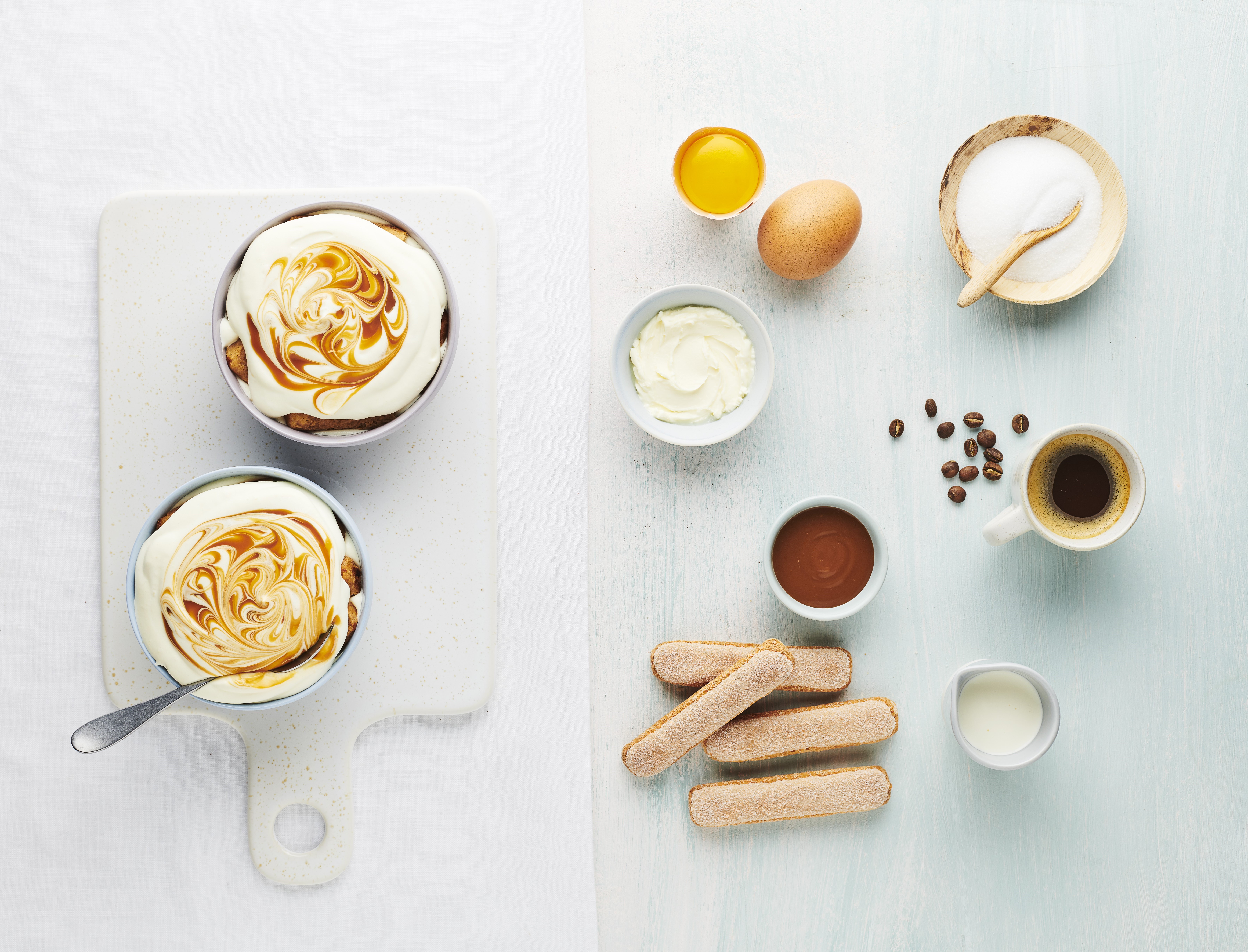 Ingrédients pour la préparation du Tiramisu caramel beurre salé