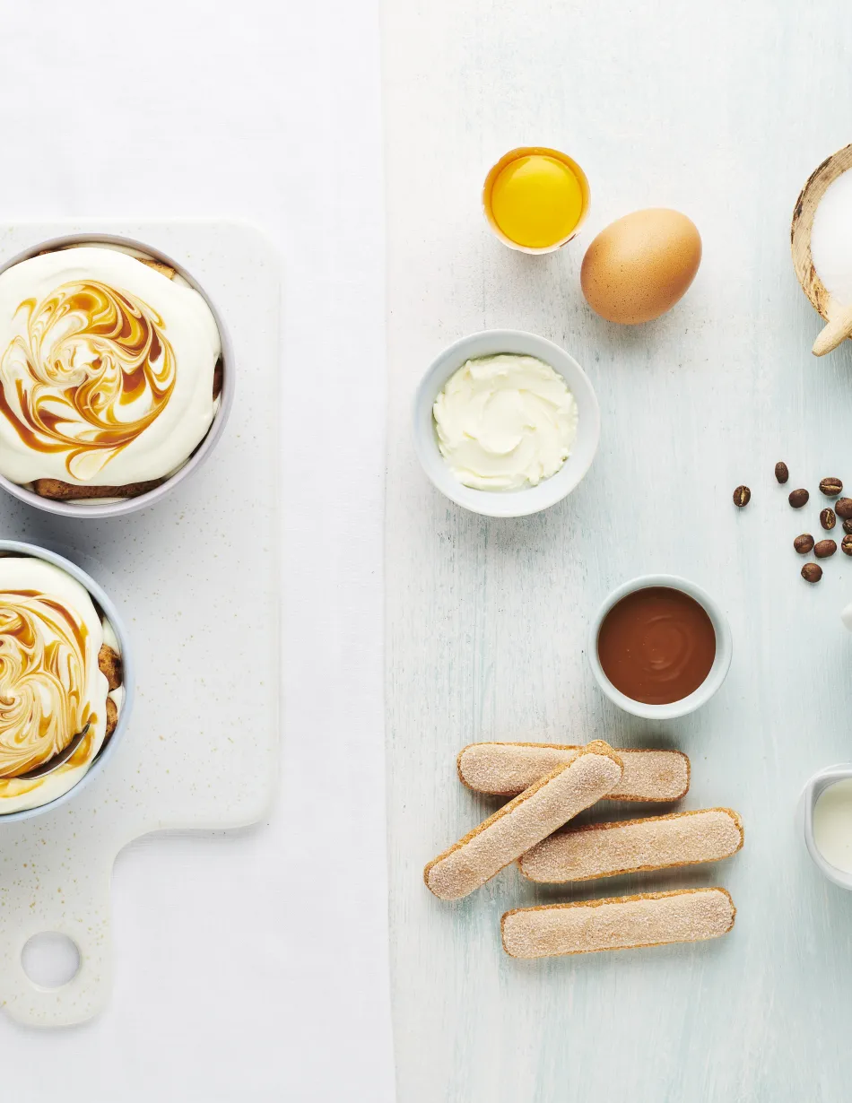 Ingrédients pour la préparation du Tiramisu caramel beurre salé