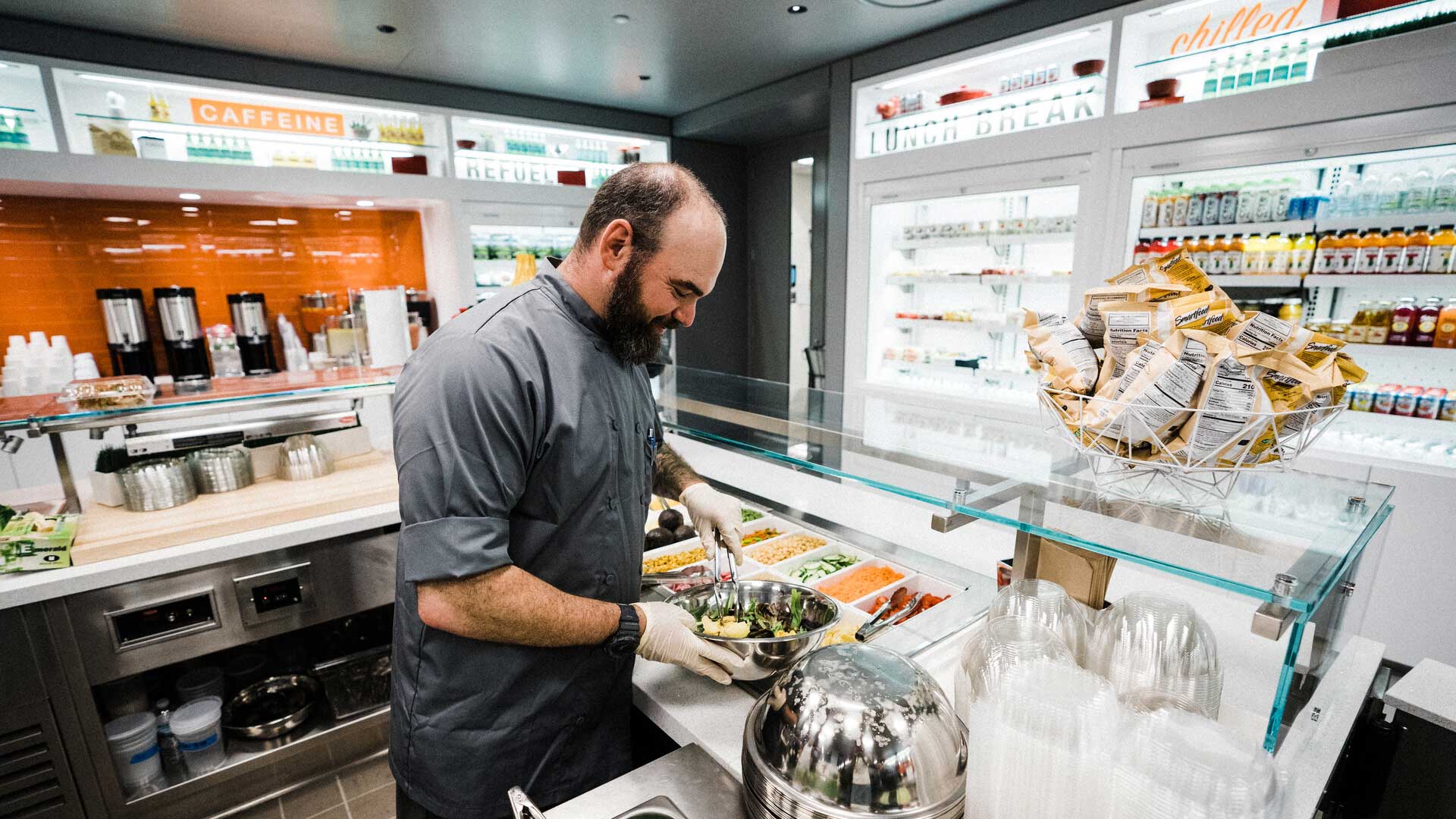Chef preparing salad