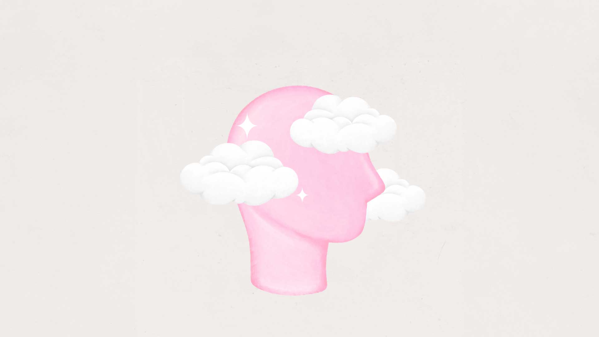 Illustration of head and clouds