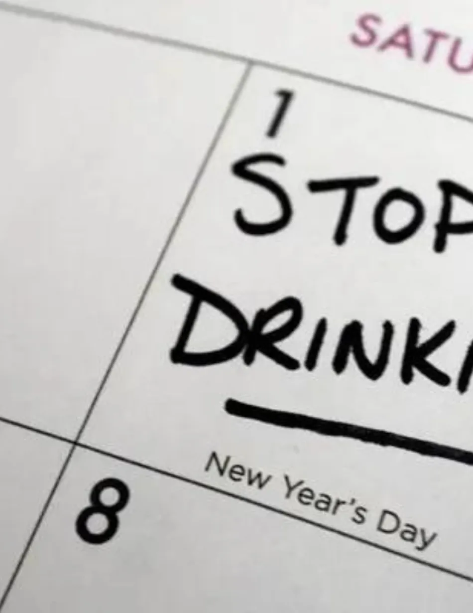 Calendar with the words stop drinking