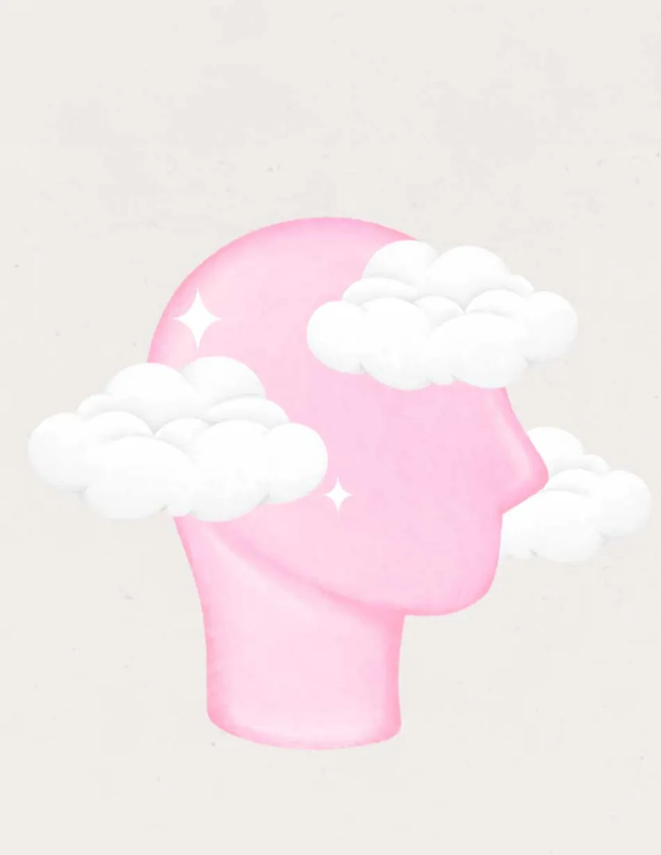Illustration of head and clouds